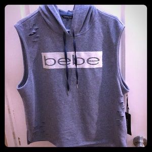 Bebe Sport Distressed Hoodie- Blue Size Large